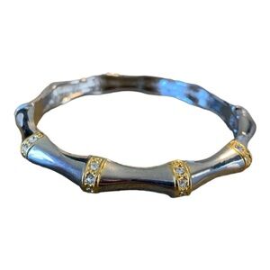 Silver and gold hinged bracelet